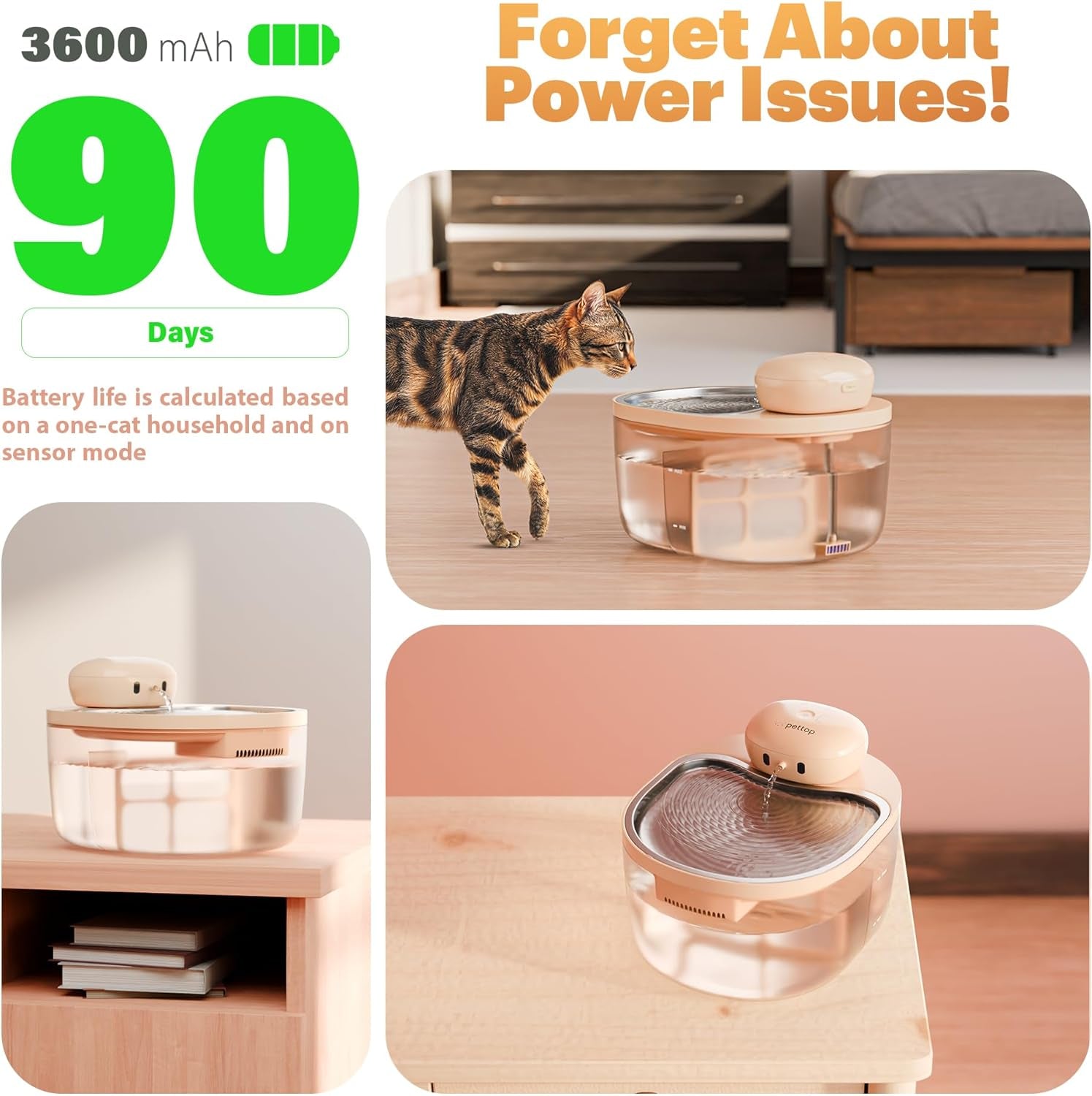 cat-water-fountain-pumpless-pet-fountain-for-cats-indoor-3l-102oz-automatic-cat-water-dispenser-stainless-steel-tray-battery-operated-cordless-with-motion-sensor