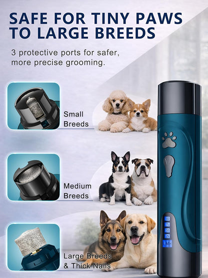 YABIFE Super Quiet Dog Nail Grinder & Clippers Kit with 2 LED Lights, 3 Speeds up to 12,000 RPM, Lower than 30Db Electric Pet Nail Trimmer for Small Medium Large Dogs and Cats6