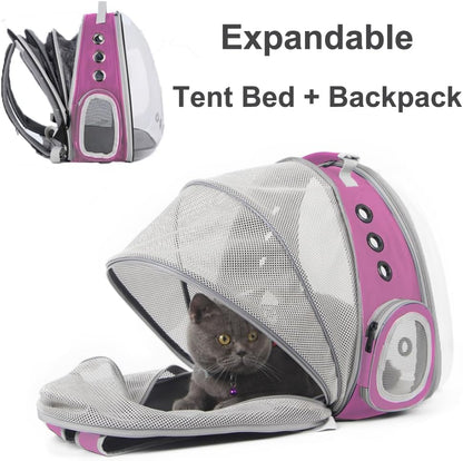 Expandable Pink Cat Backpack Carrier, Fit up to 12 Lbs, Space Capsule Clear Bubble Window Pet Carrier Backpack for Kitten Bunny Rabbit and Small Puppy3