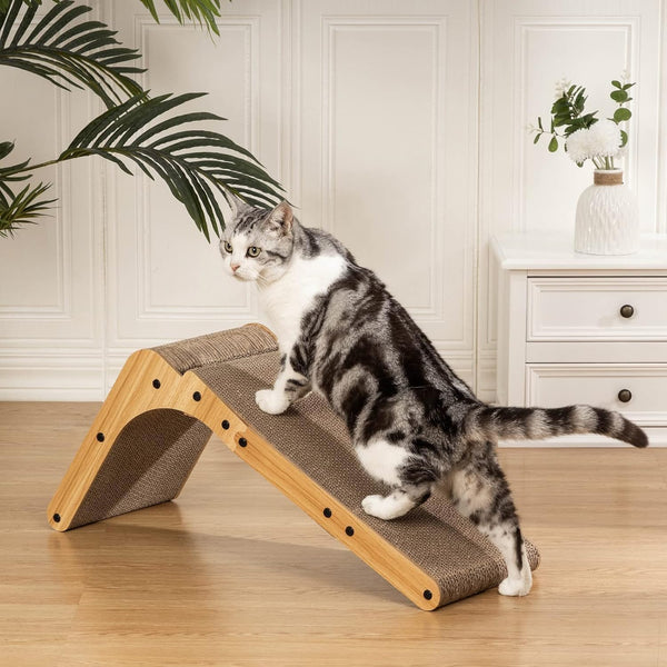 Poils Bebe L Shape Cat Scratcher, 26.8 Inch Cat Scratchers for Indoor Cats, Protecting Furniture Cat Scratch Pad, Cardboard Cat Scratching with Ball Toy, Catnip, Large5