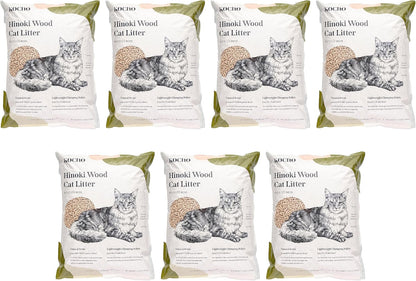 KOCHO Hinoki Wood Cat Litter Ultra Lightweight, Fresh Scent of Japanese Cypress (7Pcs Pack (23.8LB))1