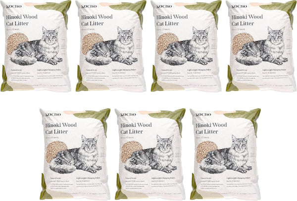 KOCHO Hinoki Wood Cat Litter Ultra Lightweight, Fresh Scent of Japanese Cypress (7Pcs Pack (23.8LB))1