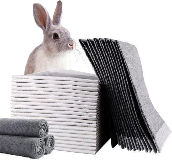 PINVNBY Rabbit Pee Pads,100 Pieces Disposable Cage Liners Black Carbon Super Absorbent Odor-Control,Bunny Potty Training Pad with Quick-Dry Surface for Cat Puppy Kitten Hamsters Chinchillas7