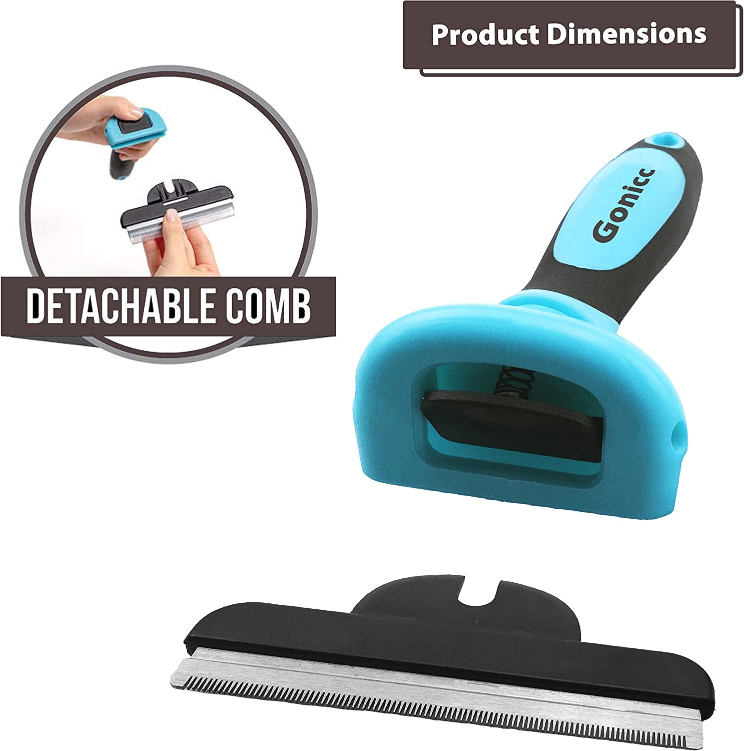 gonicc-pdt-1001-professional-pet-de-shedding-comb-tool-blue-effectively-reduces-shedding-by-up-to-95-ideal-for-short-medium-long-hair-ergonomic-non-slip-handles-durable-and-stable