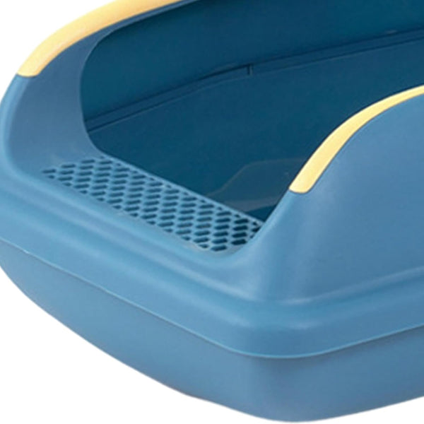 Cat Litter Box Open Top High Sided anti Splashing Litter Tray with Scoop for Indoor Cats Kittens (2 Sizes)- S Blue6