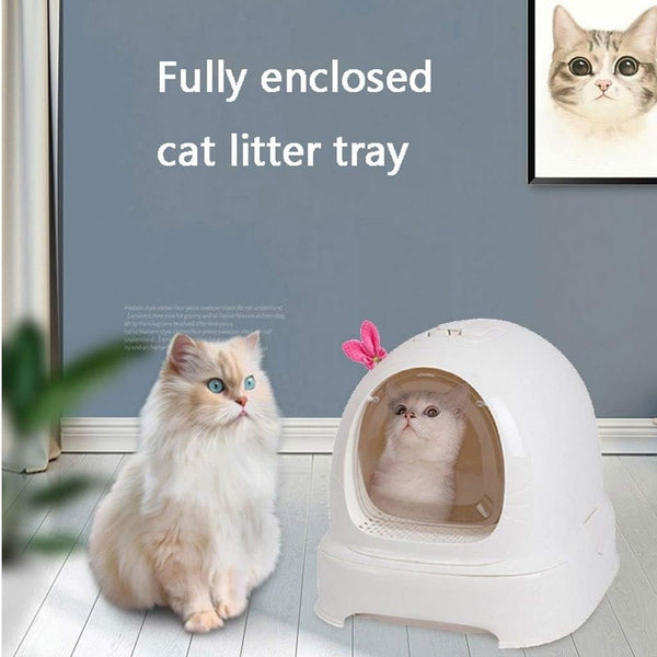 Dog Potty Training Toilet ﻿ Cat Litter Bowl Full Closed Drawer Food Toilet Large Sand Anti-Splashing Pot Pull Deodorant(Pink)6