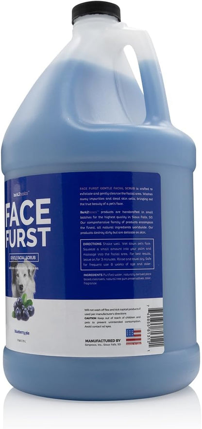 Bark2Basics Face Furst Blueberry Facial Scrub Dog Shampoo, 1 Gallon | Ready to Use Pet Grooming Face Wash; Helps Remove Tear Stains, Exfoliates Dead Skin, Gentle around Eyes, Groomer Grade2
