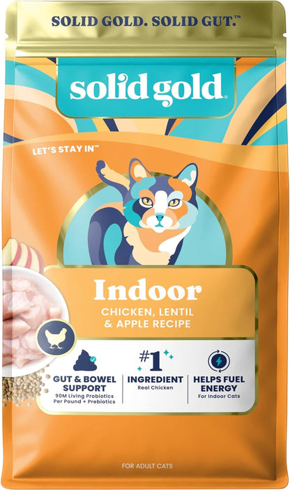 Solid Gold High Protein Dry Cat Food - Grain Free & Gluten Free Chicken Cat Dry Food W/Probiotics for Gut Health & Digestion - High Fiber & Omega 3 - Low Carb Superfood Kibble for Cats All Ages -12LB12