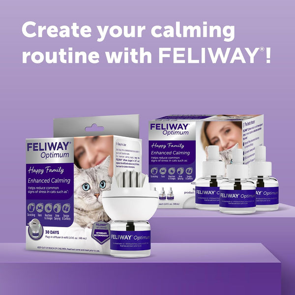 FELIWAY Optimum Cat Calming Diffuser Kit and 1 Pack Refill – Advanced Support to Help Reduce Urine Spraying, Scratching, Fighting and Hiding Due to Stress – All in One Cat Pheromone Plug in Diffuser10