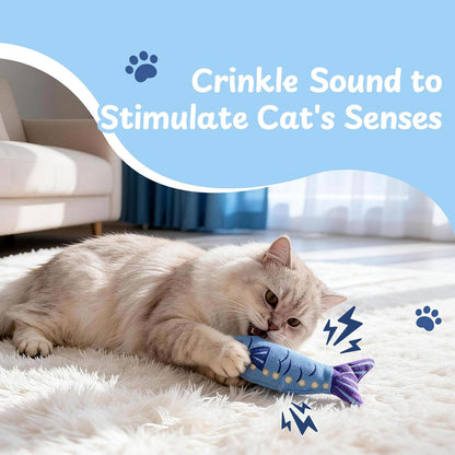 Nocciola Catnip Toys for Indoor Cats - 3 Pack Cat Toys Fish with Sardine Can Pouch, Cat Nip Toys Cat Kicker Toy with Crinkle Paper, Interactive Cat Toy for Kitten Enrichment, Cat Gifts4