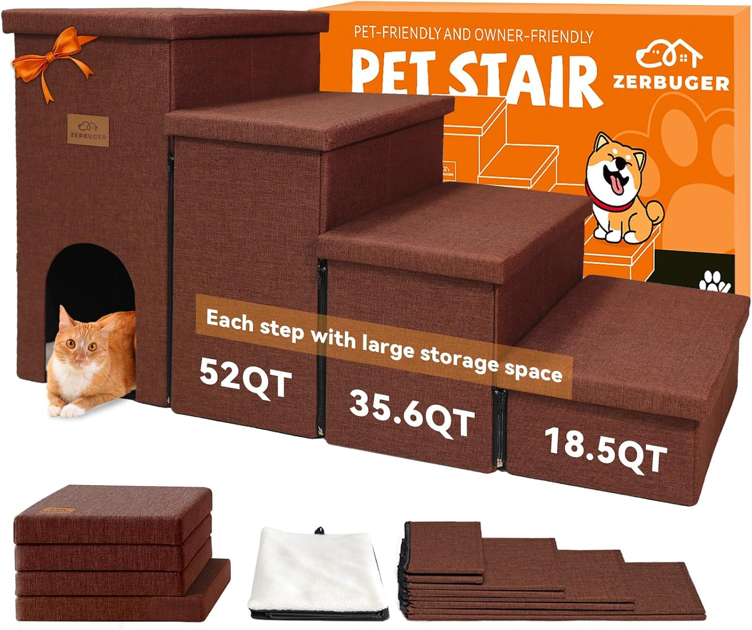 zerbuger-wider-dog-ramp-for-high-bed-with-storage-18-h-foldable-dog-stairs-for-small-medium-large-older-senior-animal-sturdy-dog-step-for-climbing-bed-or-couch-arthritis-friendly-gray-no-condo
