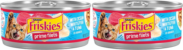 Purina Friskies Prime Filets with Ocean Whitefish and Tuna in Sauce High Protein Wet Cat Food - (Pack of 24) 5.5 Oz. Cans11