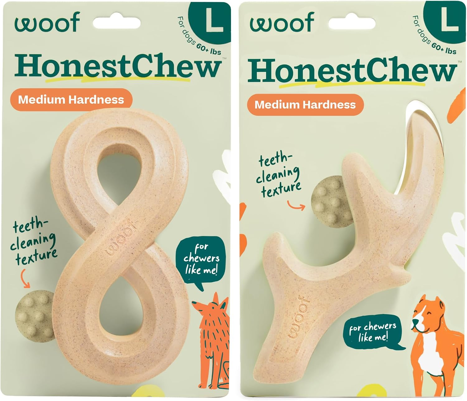 woof-honestchew-antler-dog-chew-toy-for-dogs-25-60-lbs-includes-antler-infinity-plant-based-materials-splinter-resistant-durable-chews-supports-dental-care-gift-ready-set