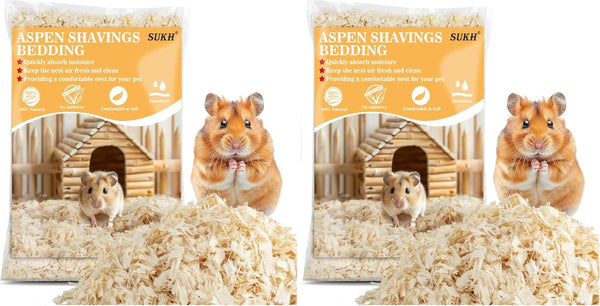 Sukh Hamster Bedding - Aspen Shavings Small Animal Pet Bedding | Aspen Bedding for Small Animals, Guinea Pigs, Rabbits, Hamsters, Gerbils, Chinchillas, Rats, Mice, Snakes & Hedgehogs, 14 OZ8