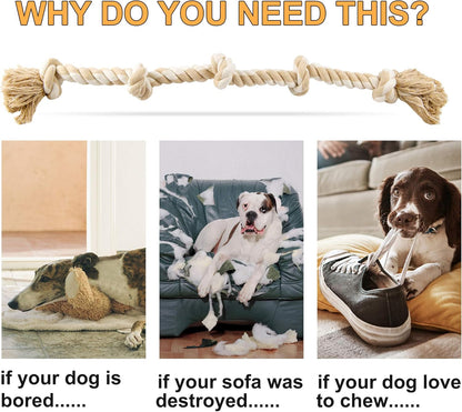 Fida Dog Rope Toys for Large/Medium Aggressive Chewers, Tough Cotton Chew Toy, 3 Feet 5 Knots Indestructible, Tug of War Dog Pull Rope Teeth Cleaning6