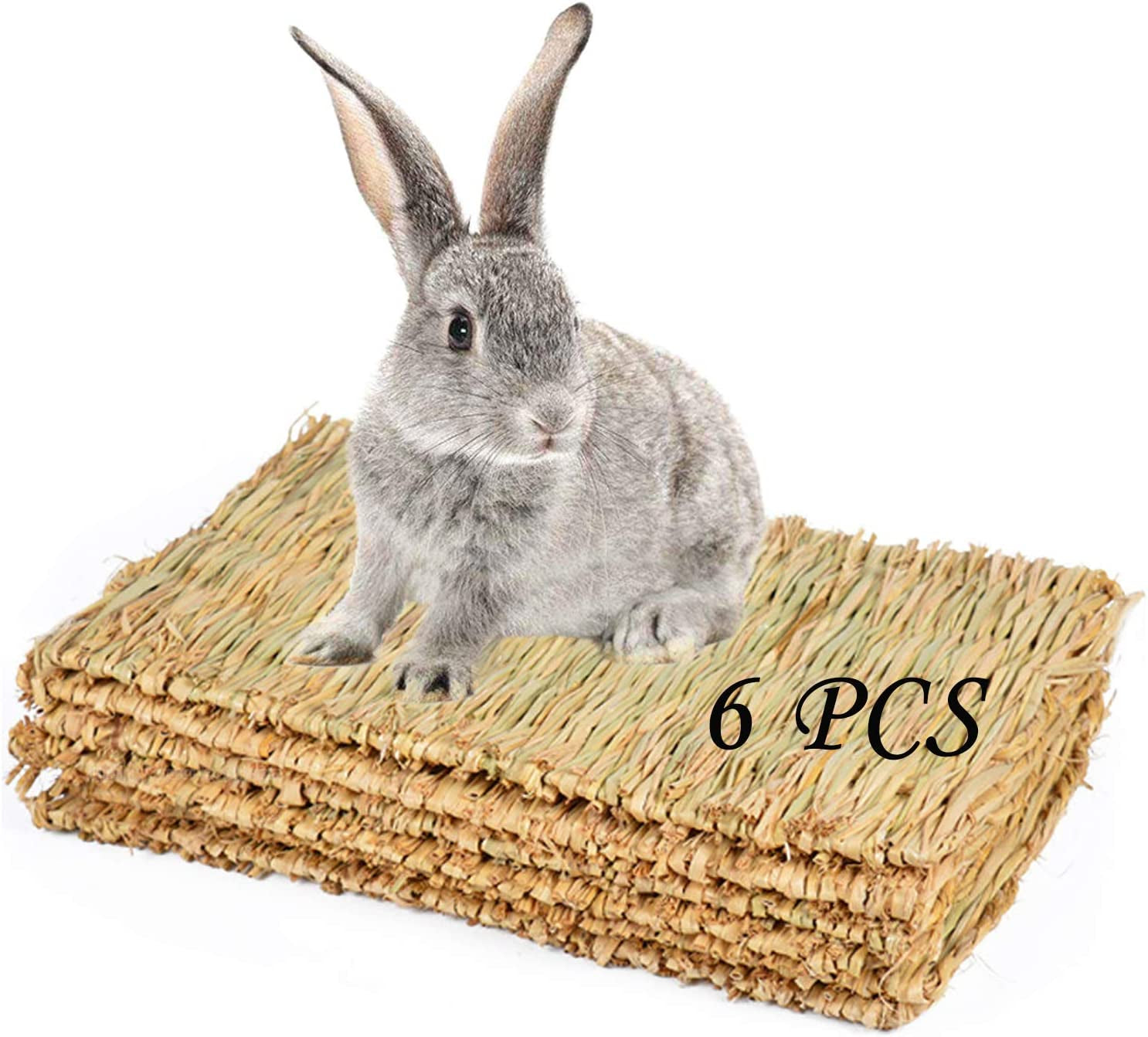 pinvnby-6-pack-rabbit-grass-mat-bunny-natural-straw-woven-bed-small-animal-cages-hay-nest-sleeping-chewing-nesting-and-toys-for-rabbits-guinea-pig-hamster-hedgehog-and-squirrel-bed-mat