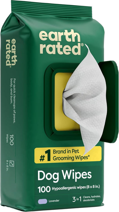 Earth Rated Dog Wipes for Paws & Butt, Deodorizing, Unscented, 100Ct | Hypoallergenic, 3-In-1 Cleaning and Hydrating, for Grooming Paws, Body and Butt12