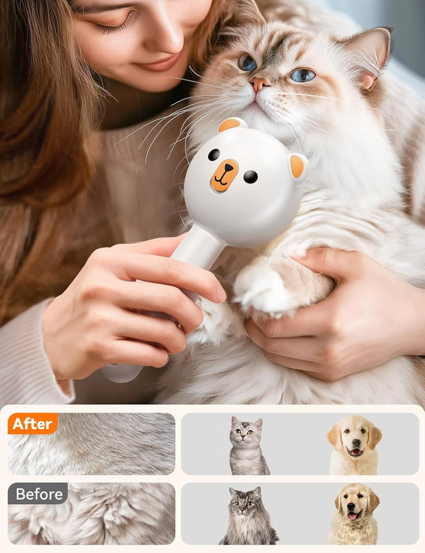 Pet Steam Brush for Dogs & Cats, Brushes for Indoor Cats with Release Button, Undercoat Removal Grooming Brush, Dual Spray USB Rechargeable, Dog Brush for Shedding for All Long- and Short-Haired Pets8