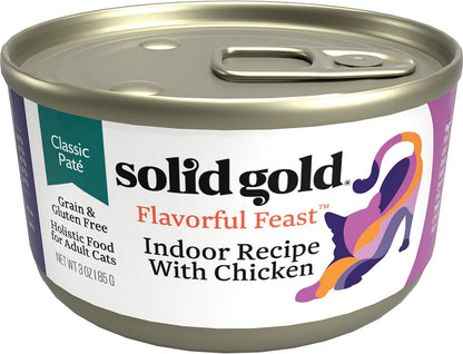 Solid Gold Wet Cat Food Pate for Indoor Cats - Healthy Canned Cat Food Pate W/Real Chicken, Omega Fatty Acids, Vitamins & Minerals - Grain Free & Gluten Free Can Meals for Cats & Kittens - 24Ct/3Oz4