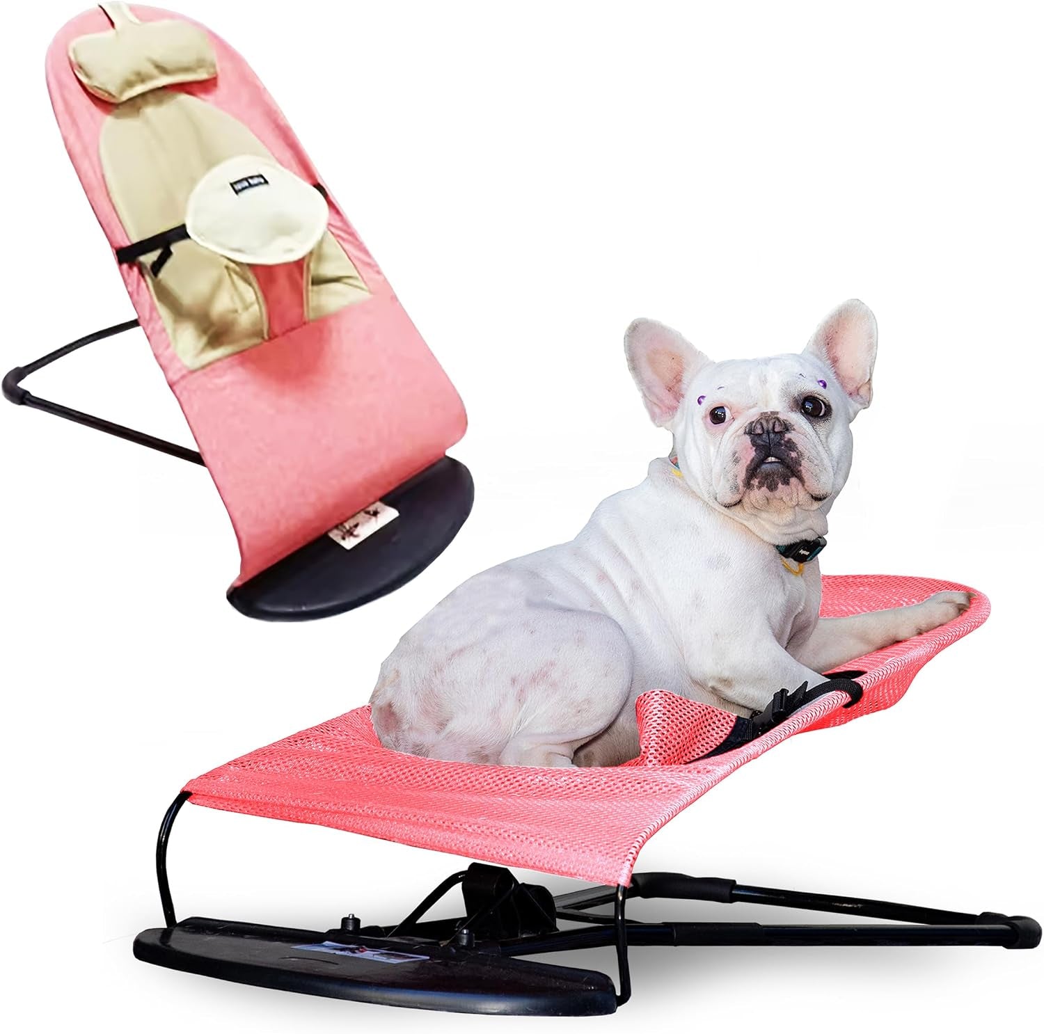 cat-dog-rocking-chair-bouncer-bed-for-frenchie-french-bulldog-lounge-outdoor-portable-foldable-pet-furniture-adjustable-height-breathable-mesh-safety-harness-for-small-animals-puppies