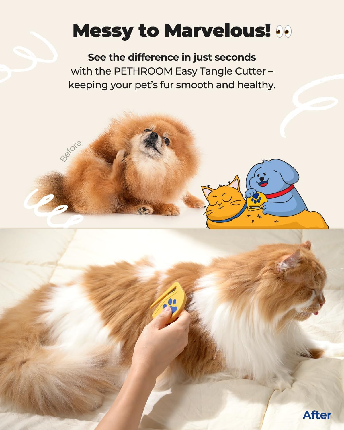 pethroom-easy-tangle-cutter-for-dogs-cats-professional-dematting-tool-cat-matted-fur-remover-with-steel-blade-safe-gentle-pet-grooming-comb-for-long-medium-coats