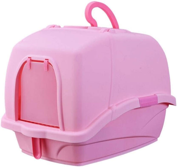 Dog Potty Training Toilet ﻿ Cat Litter Basin Fully Enclosed Shovel Box Luxury XL Splash Toilet Potty Pet Supplies(Pink)1