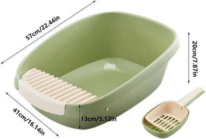 Pet Supplies, Enclosed Cat Litter Box for Large Cats, High Sided XL with Scoop(Green,Medium)2