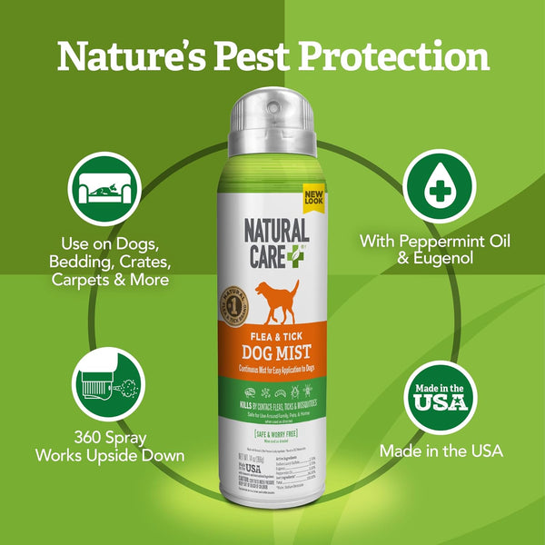 Natural Care Flea & Tick Spray for Dogs, Flea & Tick Treatment, 14Oz | Dog Tick & Flea Treatment, Pest Control, Certified Oils, Repels Fleas, Repels Ticks, Easy Spray Application, Pet Care6