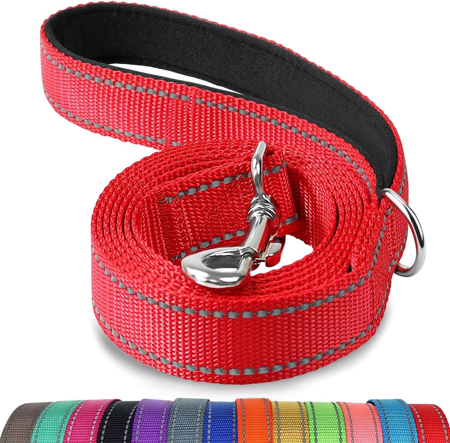 joytale-reflective-dog-leash-for-medium-large-dogs-6-ft-x-1-black-heavy-duty-nylon-webbing-padded-handle-for-comfort-visible-at-night-for-walking-training
