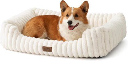 Orthopedic Dog Bed for Small Dogs & Cats - Washable Rectangle Pet Bed with Anti-Slip Bottom, Soft Calming Cat & Puppy Bed for Indoor Pets (25"X21"X6", Cream)13