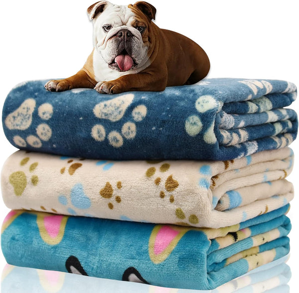 Rezutan Dog Blankets for 3 Pack Large Medium Pet Cat, Soft Fuzzy Washable Blanket, Comfort Flannel Suitable for Dogs Kennels & Beds, Sofas, Furniture, Gifts Puppy Essentials, 41 X 31 Inch, Black19