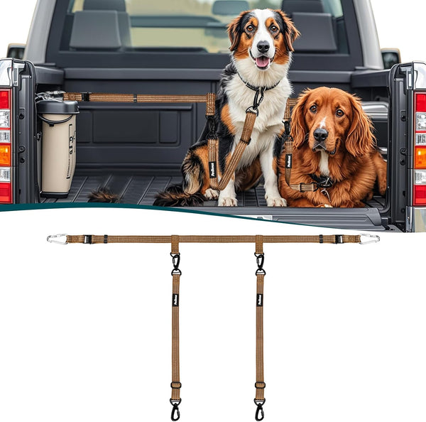 Petbonus Truck Bed Dog Leash, Functional Safety Dog Truck Bed Tether | for 1 Dog, Truck Bed Tie down System, Adjustable, Pick-Up Bed Restraint Lead, Ratchet Tightening Car Harness Belt, Black11