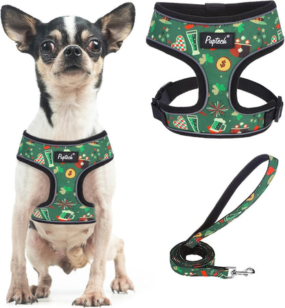 PUPTECK Soft Mesh Dog Harness Small Sized and Leash Set Pet Puppy Cat Comfort Padded Vest No Pull Harnesses, Beige, S36