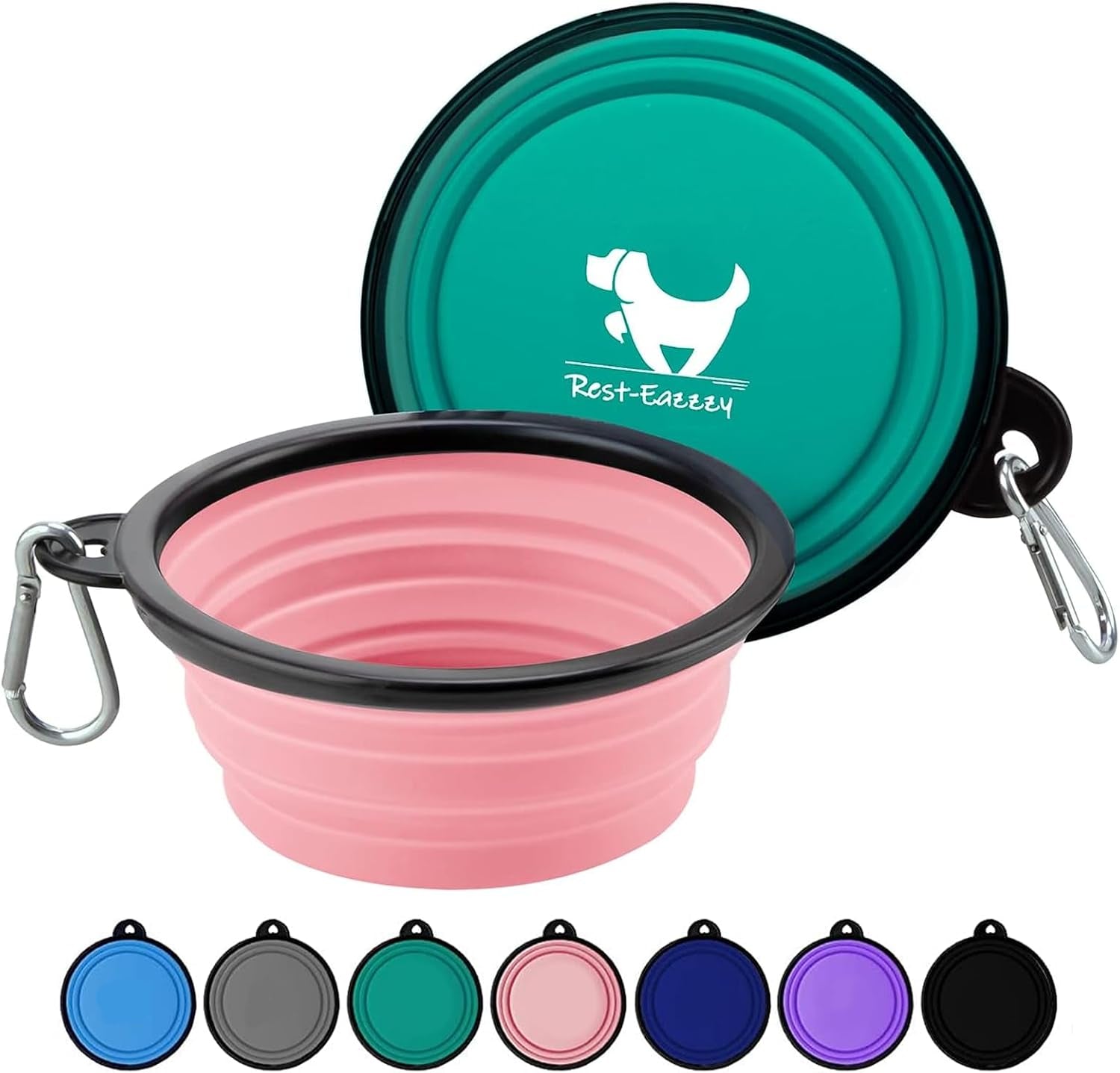 collapsible-dog-bowls-for-travel-2-pack-dog-portable-water-bowl-for-dogs-cats-pet-foldable-feeding-watering-dish-for-traveling-camping-with-carabiners-bpa-free-grey-black-small-pack-of-2