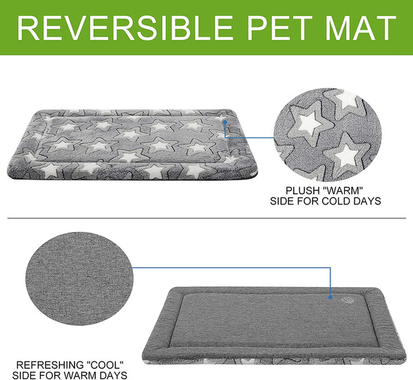EMPSIGN Dog Crate Pad for 42"X28" Dog Crate, Star Pattern/Grey | Reversible Kennel Mat (Cool & Warm), Machine Washable, Cozy Star Pattern Sleeping Pad, All-Season Pet Bed3