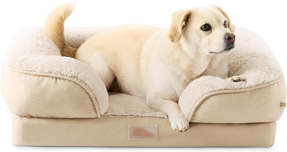 Town & Country Everyday Cuddletown Comfy Solid Bolster Sofa Pet Bed, Supportive & Calming Egg Crate Foam, Non-Slip Bottom, Machine Washable Cover, Grey, Medium 28"X23"X8"17