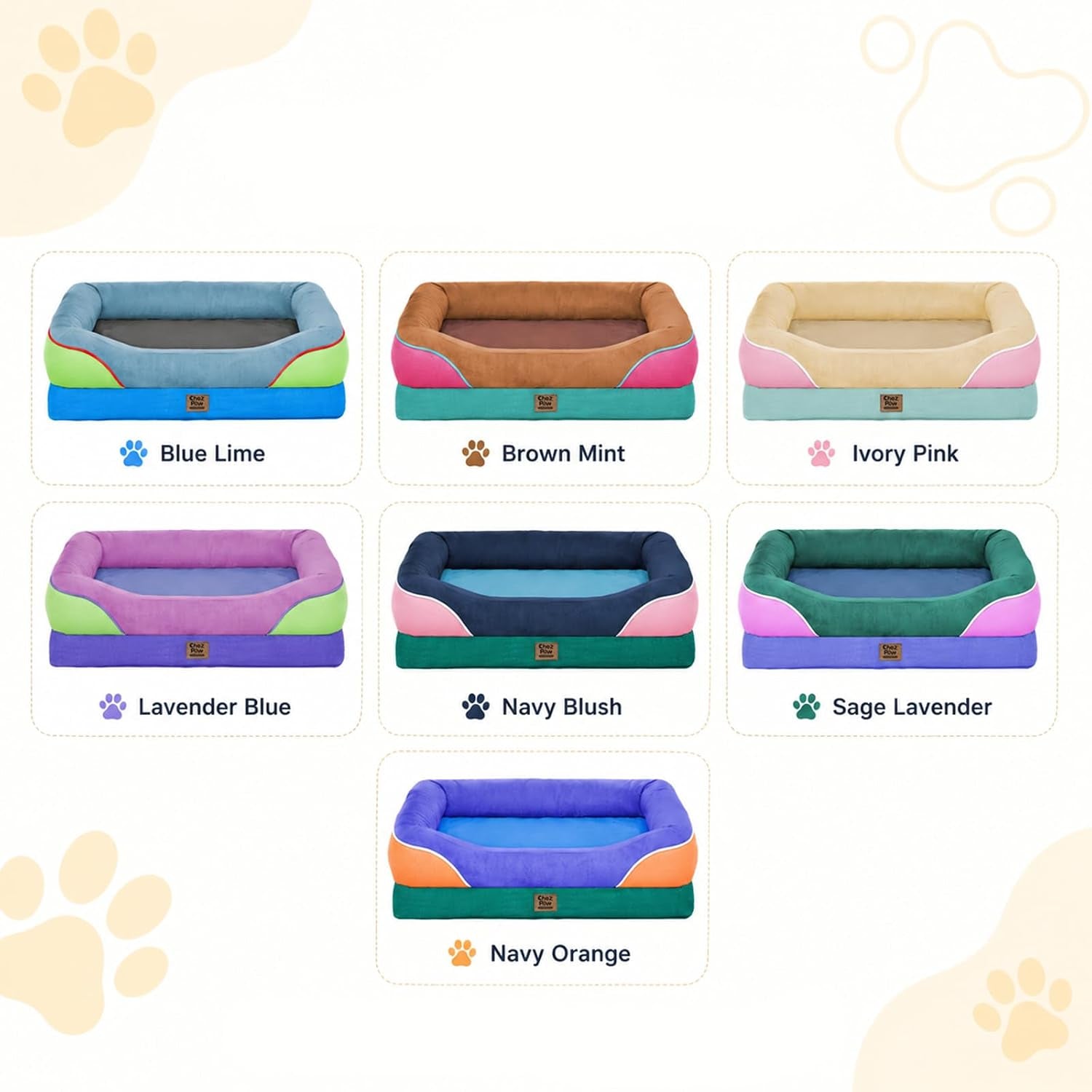 chez-paw-waterproof-orthopedic-xl-dog-bed-for-large-and-extra-large-dogs-egg-crate-foam-4-sided-bolster-support-waterproof-liner-non-slip-bottom-machine-washable-cover-42-x-30-inch