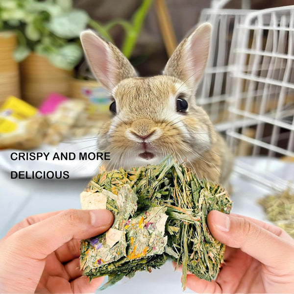Rabbit Chew Toys 12Pcs Timothy Hay Treats Bunny Herbal Flower Snack | Timothy Hay Chew Toys with Herbal Flowers - Crispy Snacks for Small Pets Teeth6