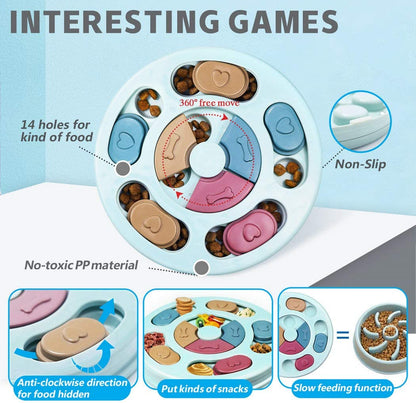 Joansan Interactive Dog Puzzle Game Toys, Dog Enrichment Toys for Puppy Mentally Stimulating Treat Dispenser Dog Treat Puzzle Feeder for Small,Medium and & Large Dogs Treat Training (Blue)2