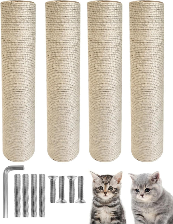 TIMHAKA Cat Scratching Post Replacement, 4 PCS 15.7 Inch Sisal Pole Cat Tree Replacement Posts, Refill Sisal Rope Scratcher Posts for Indoor Tree Tower, Scratch Post Replacement for Refurbishment1