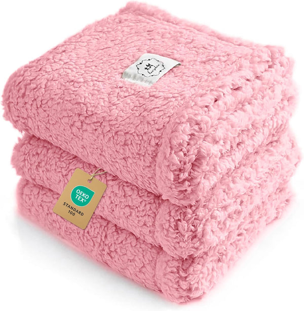 1 Pack 3 Calming Blankets Fluffy Premium Fleece Pet Blanket Soft Sherpa Throw for Dog Puppy Cat Beige Small (23" X16'')15