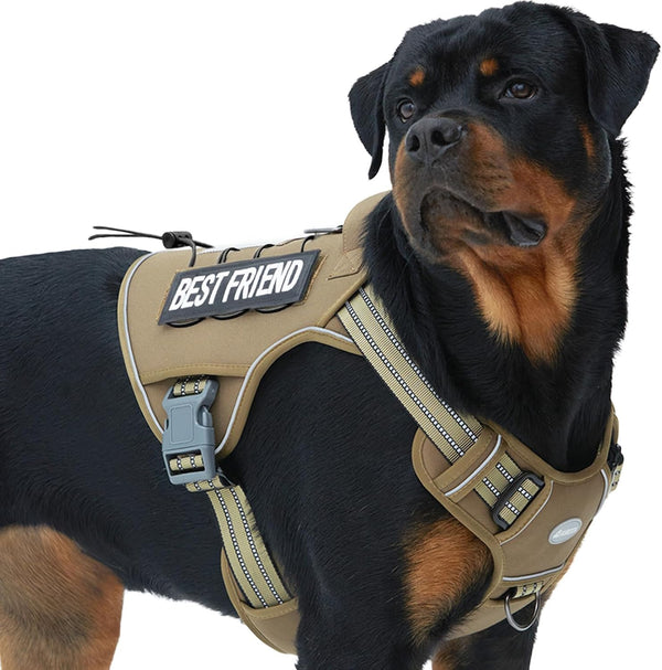 Auroth Tactical Dog Harness for Large Dogs No Pull Adjustable Pet Harness Reflective K9 Working Training Easy Control Pet Vest Military Service Dog Harnesses Army Yellow L73