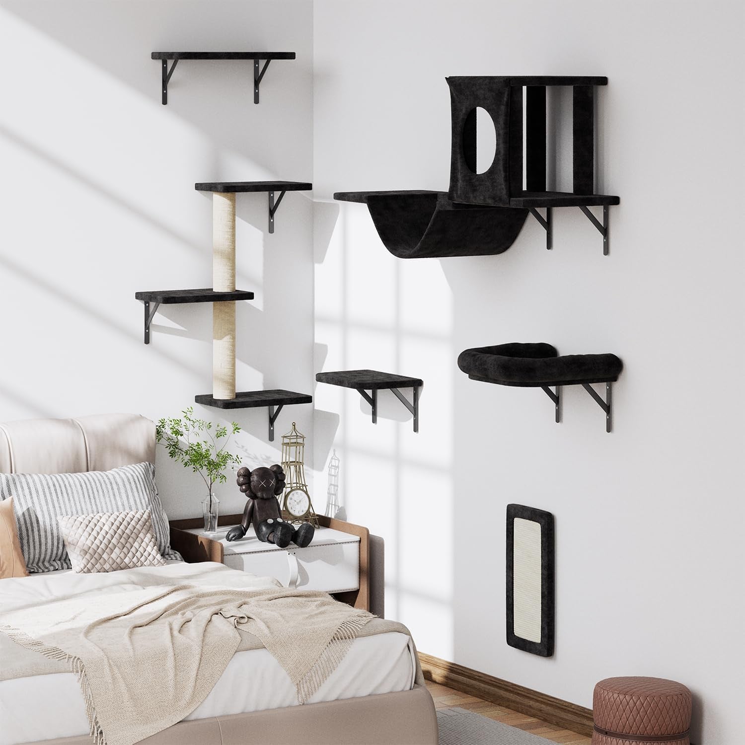 12-in-1-cat-wall-shelves-wall-mounted-cat-climber-with-condo-house-scratching-post-bridge-ladder-space-saving-indoor-play-furniture-for-kittens-black