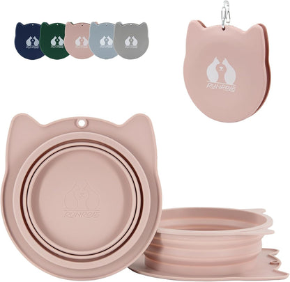 RUNROLE 2 in 1 Collapsible Dog Travel Water Bowls, Portable Pet Cat Bowl | Slot Together & Use Separately, Bpa-Free Silicone Feeding Watering Foldable Travel Bowls, Pet Travel Food Dishes, 20OZ+27OZ10