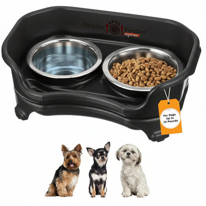 Elevated dog feeder with two stainless steel bowls for food and water, ideal for small dogs up to 15 lbs8