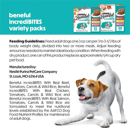 Purina Beneful IncrediBites wet dog food variety packs with real beef, chicken, or salmon for adult dogs6