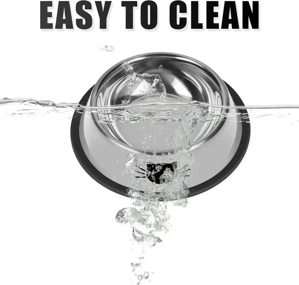 Stainless steel pet bowl with non-slip base, easy to clean, splashing water highlights hygiene for cats and dogs4