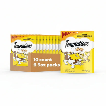 Temptations cat treats, tasty chicken flavor, 10-pack, 6.3 oz each, low-calorie snacks for cats9