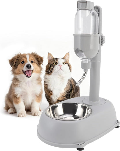 2 in 1 Pet Standing Water Dispenser, 500Ml Pet Water Dispenser with Stand, Height Detachable Pet Standing Water Dispenser Bowl for Cat, Rabbit, Golden Hamster, 11 X 7.7 X 15.4In1