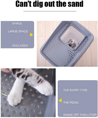 Dog Potty Training Toilet ﻿ Cat Litter Basin Fully Enclosed Large Space Top-In Semi-Enclosed Toilet Pet Supplies for Cats within 20 Kg(Brown)6